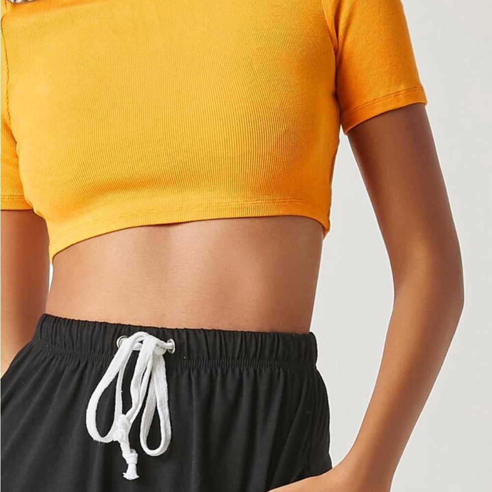 SHEIN Orange Cropped Fitted T-Shirt